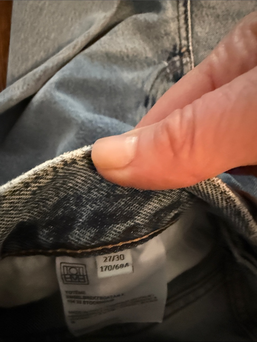 Toteme Light Blue Straight Leg Jeans with Raw Hem - Picture 3 of 4